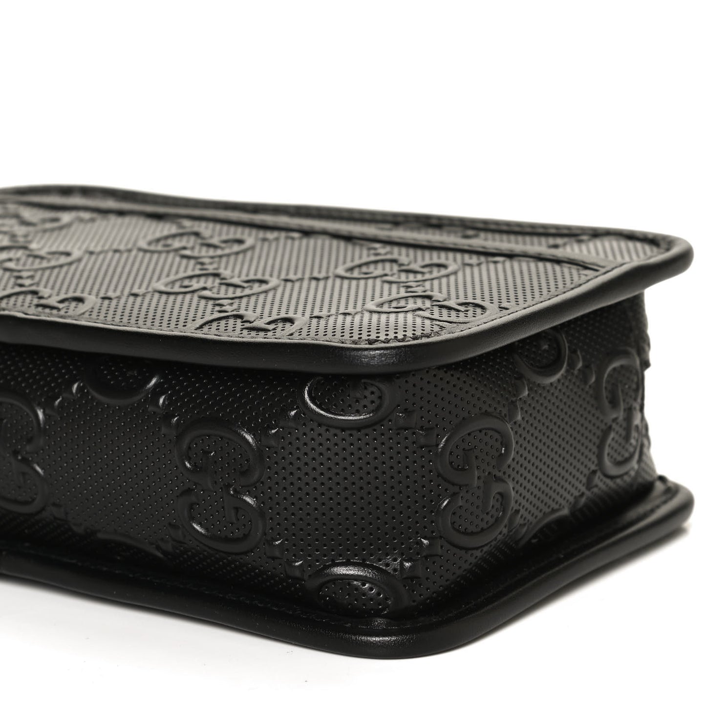 Calfskin GG Tennis Embossed Cosmetic Case Black