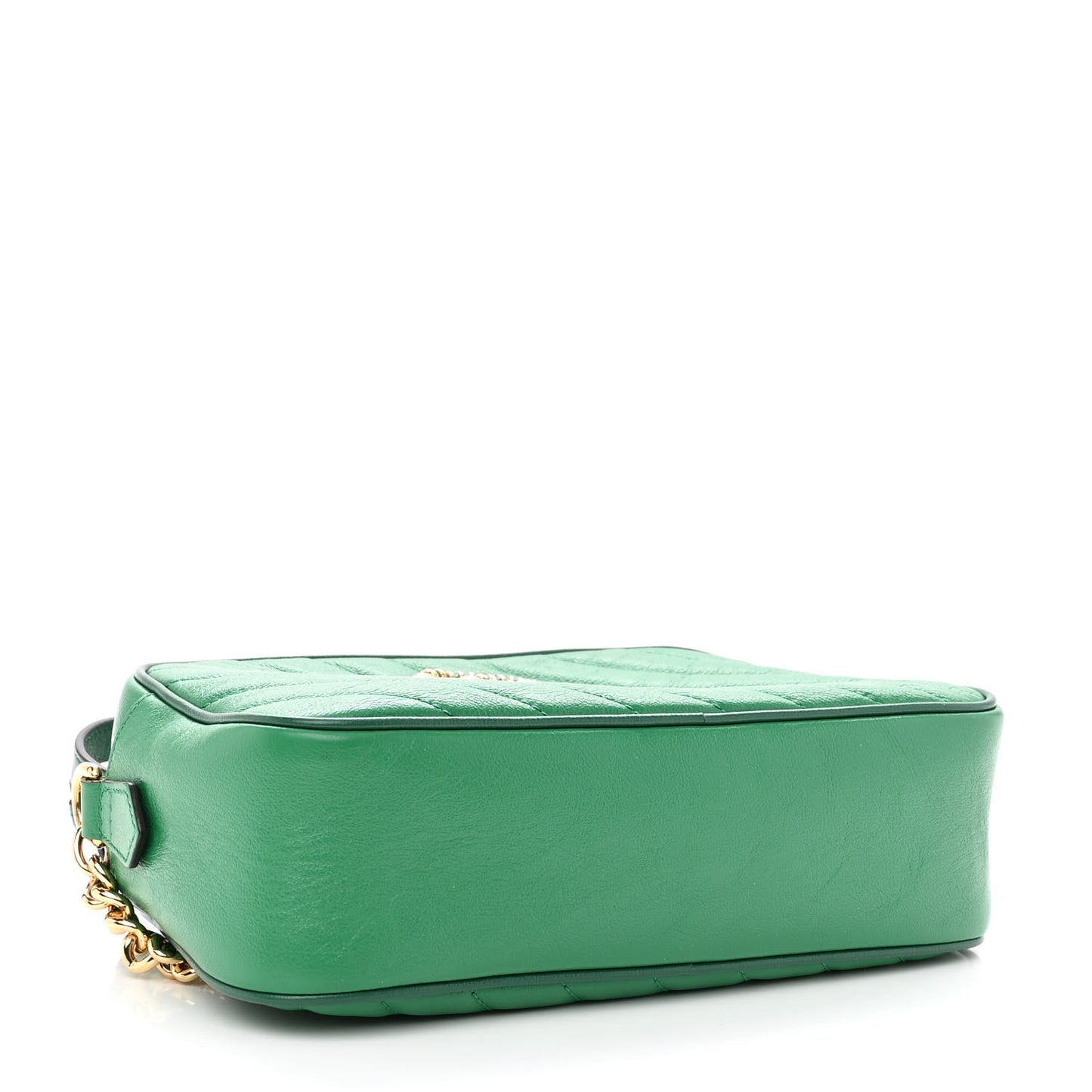 Azalea Calfskin Enamel Matelasse Diagonal Small Torchon GG Marmont Chain Shoulder Bag New Shamarock Emerald