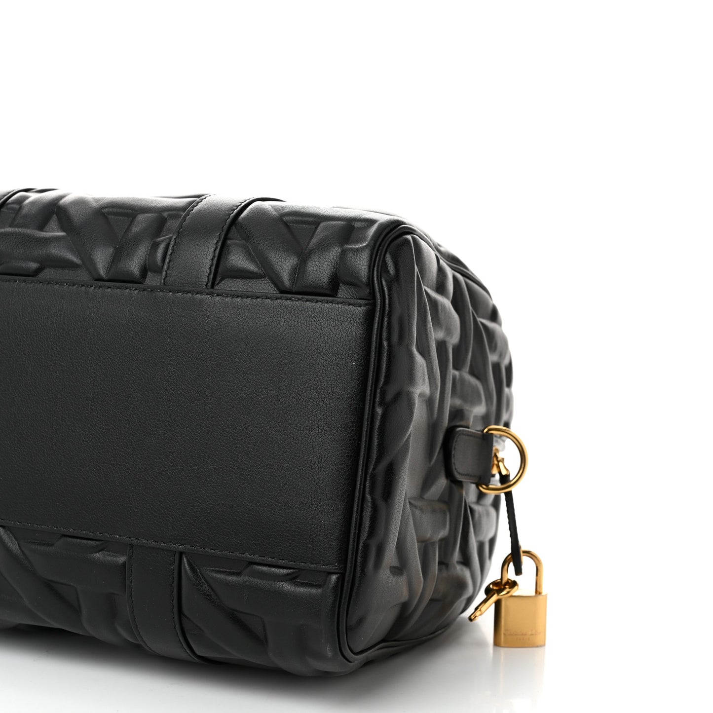 Calfskin Embossed Graphic Cannage Groove 25 Bag Black