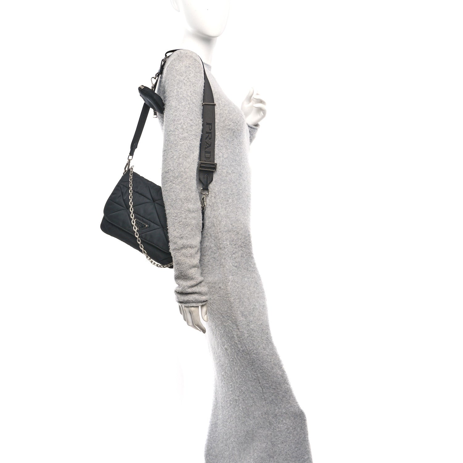 Prada Re-Nylon Quilted Padded Flap Shoulder Bag Black 2 of 10