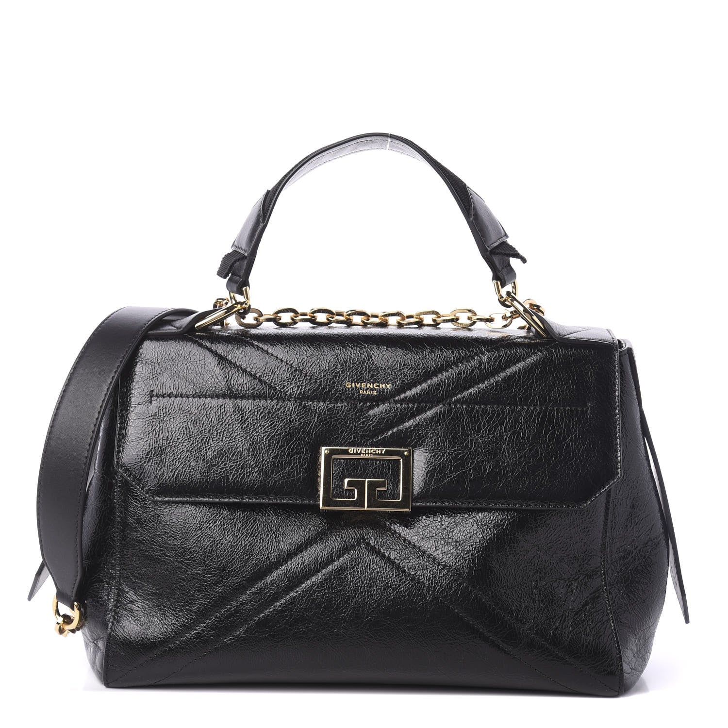 Givenchy Creased Patent Calfskin Medium ID Flap Black 2 of 10