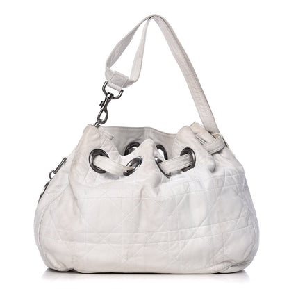 Christian Dior Lambskin Cannage Drawstring Bag White 1 of 24