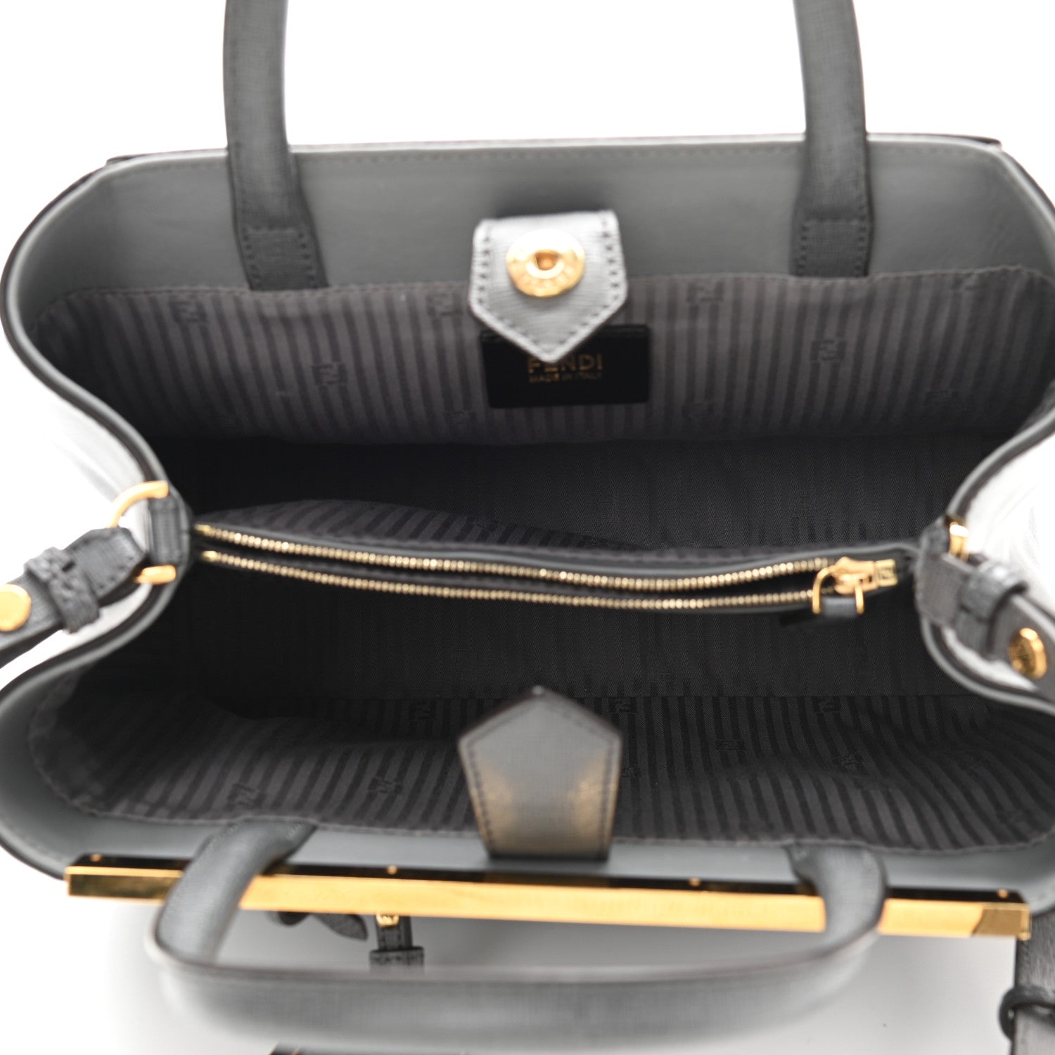 Fendi Vitello Elite Petite 2Jours Tote Grigio Grigio Chiaro 5 of 10