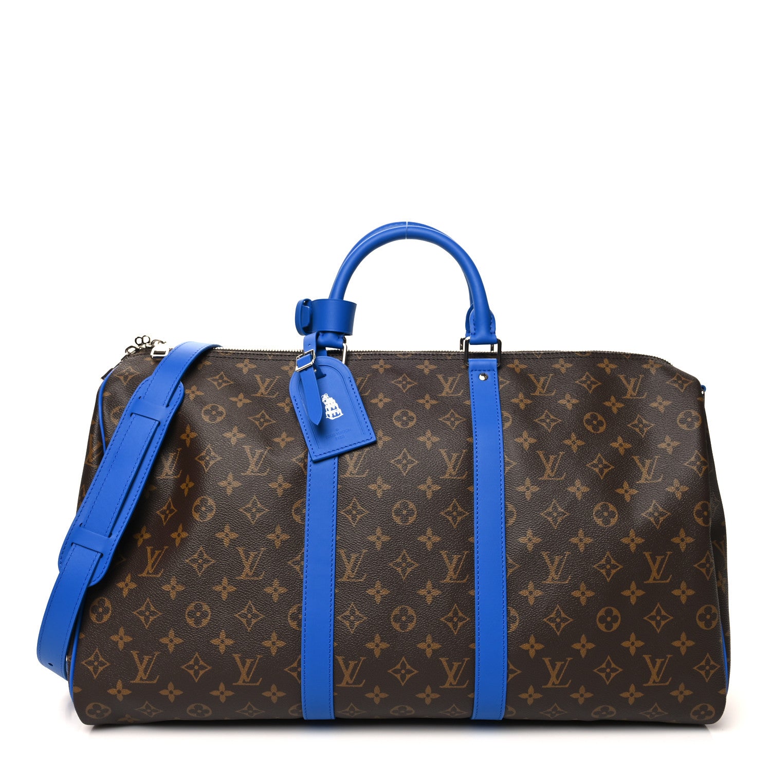 Louis Vuitton Monogram Macassar Keepall Bandouliere 50 Blue 1 of 10