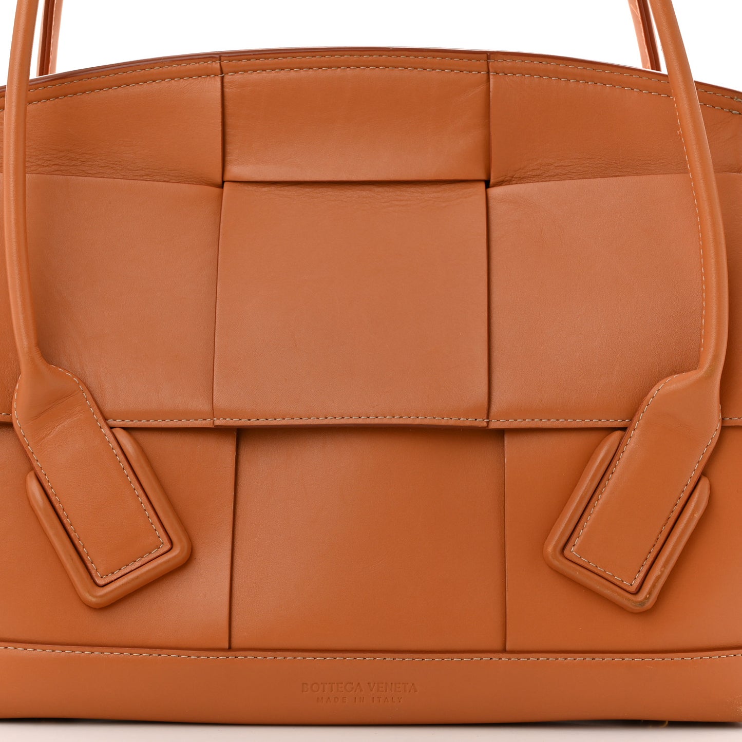 French Calfskin Maxi Intrecciato Medium Arco Caramel