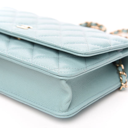 Chanel Caviar Quilted Wallet On Chain WOC Light Blue 9 of 9
