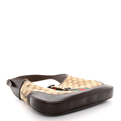 Gucci GG Supreme Monogram Azalea Calfskin Web Medium Jackie 1961 Hobo Beige Ebony Brown Sugar 4 of 11