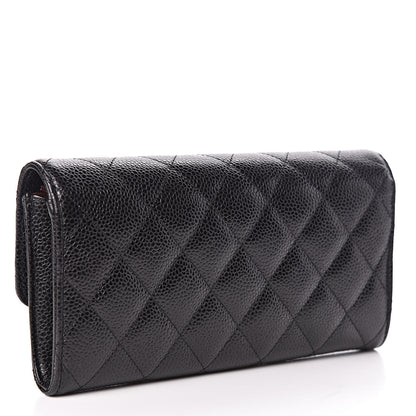 Chanel Caviar Quilted Large Gusset Flap Wallet Black 4 of 10