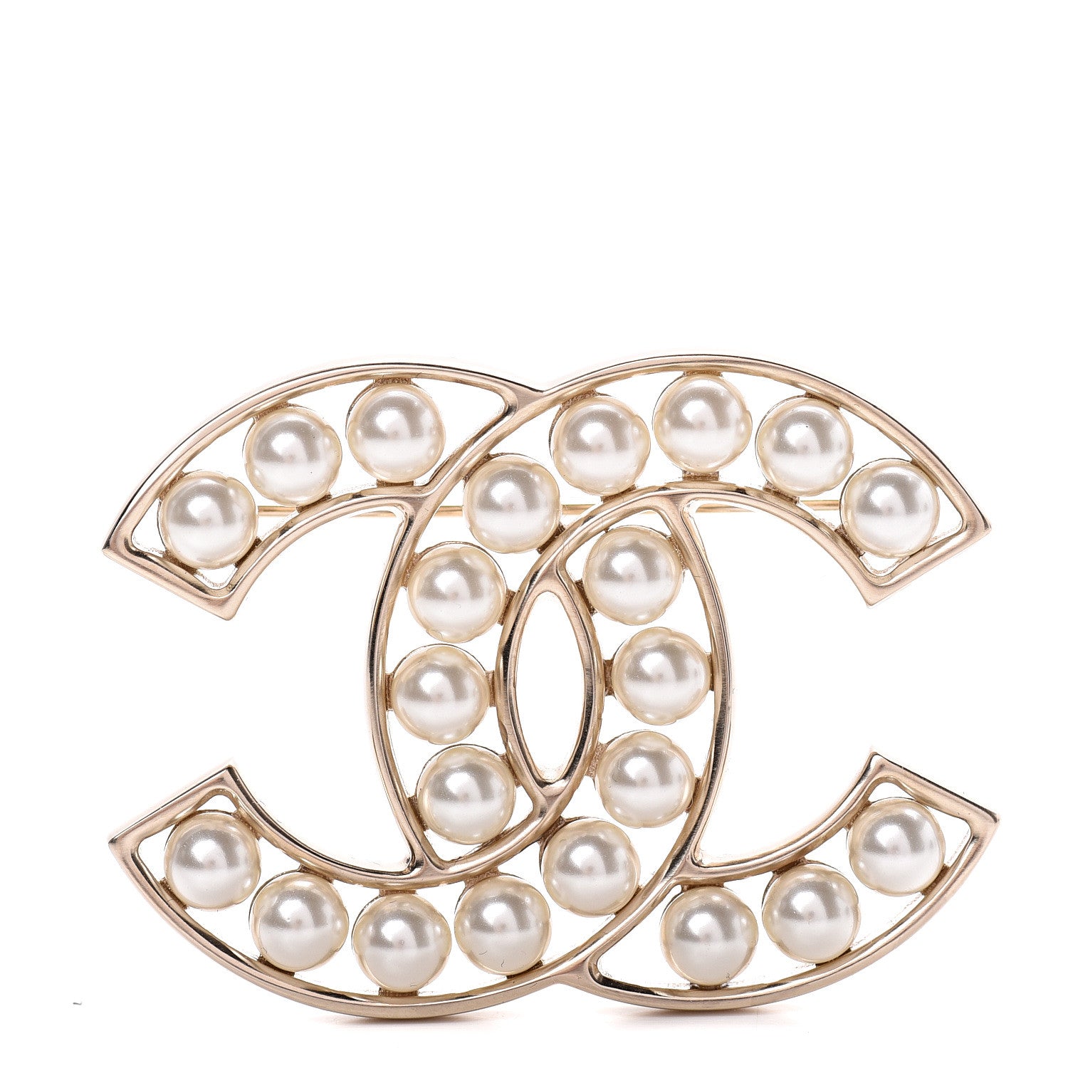 Chanel CC Pearl Brooch Pin Gold 1 of 4