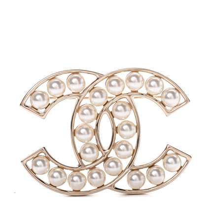 Chanel CC Pearl Brooch Pin Gold 1 of 4