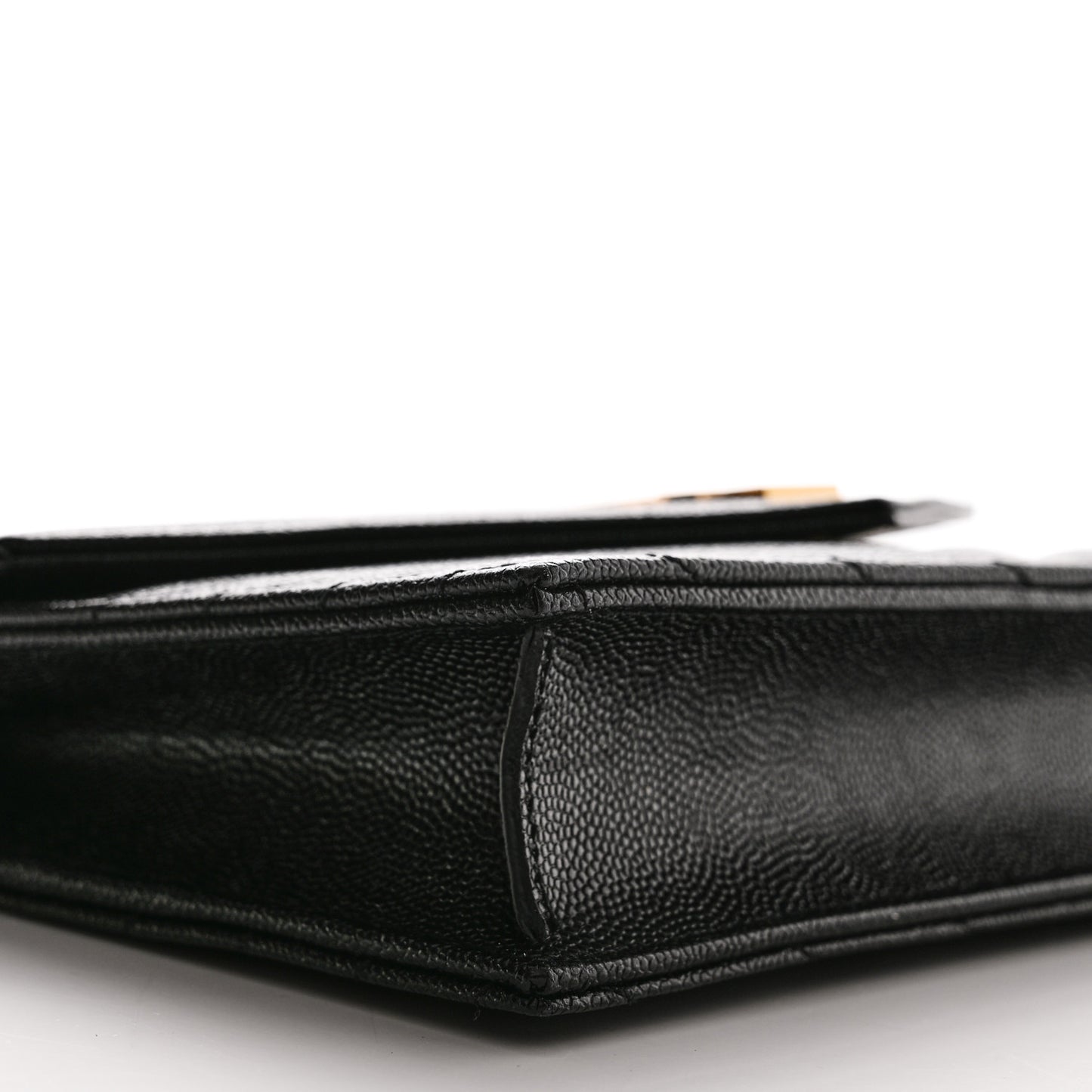 Grain De Poudre Matelasse Chevron Monogram Envelope Chain Wallet Black