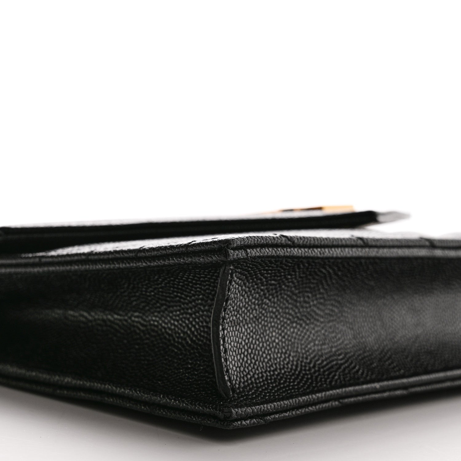 Saint Laurent Grain De Poudre Matelasse Chevron Monogram Envelope Chain Wallet Black 9 of 10