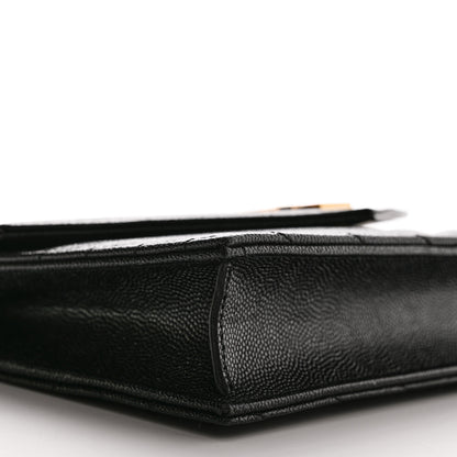 Saint Laurent Grain De Poudre Matelasse Chevron Monogram Envelope Chain Wallet Black 9 of 10
