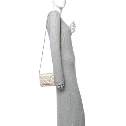 Chanel Iridescent Lambskin Quilted Wallet On Chain WOC Ivory 2 of 12