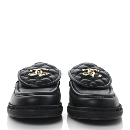 Chanel Lambskin Quilted CC Turnlock Loafers 38.5 Black 2 of 9