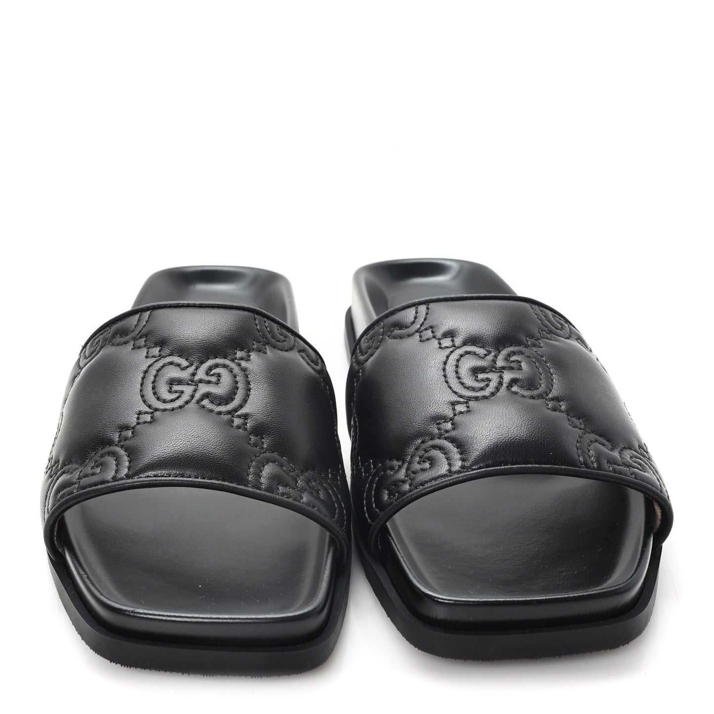 Nappa GG Matelasse Flat Slide Sandals 36.5 Black 36.5 Black