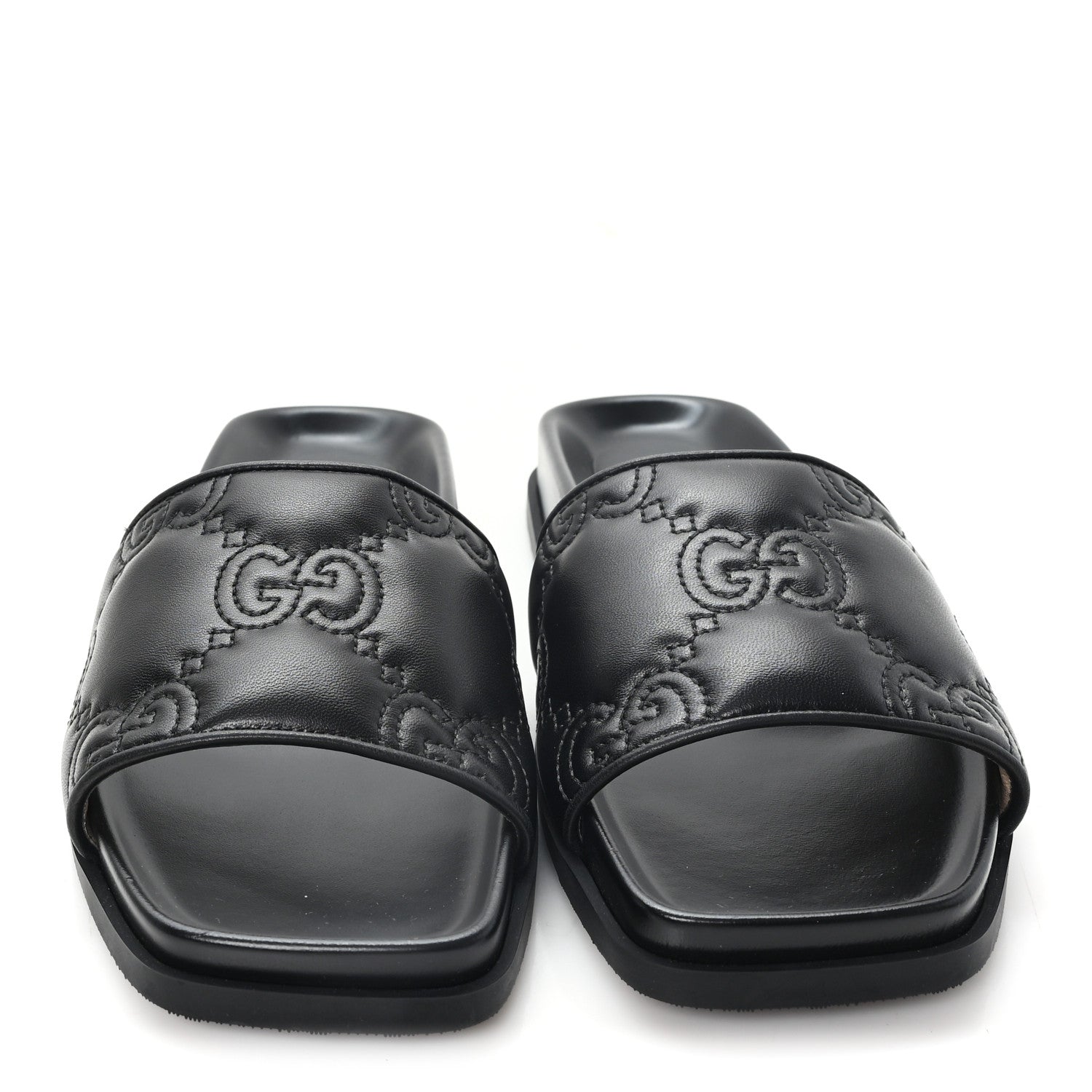 Gucci Nappa GG Matelasse Flat Slide Sandals 36.5 Black 36.5 Black 3 of 9