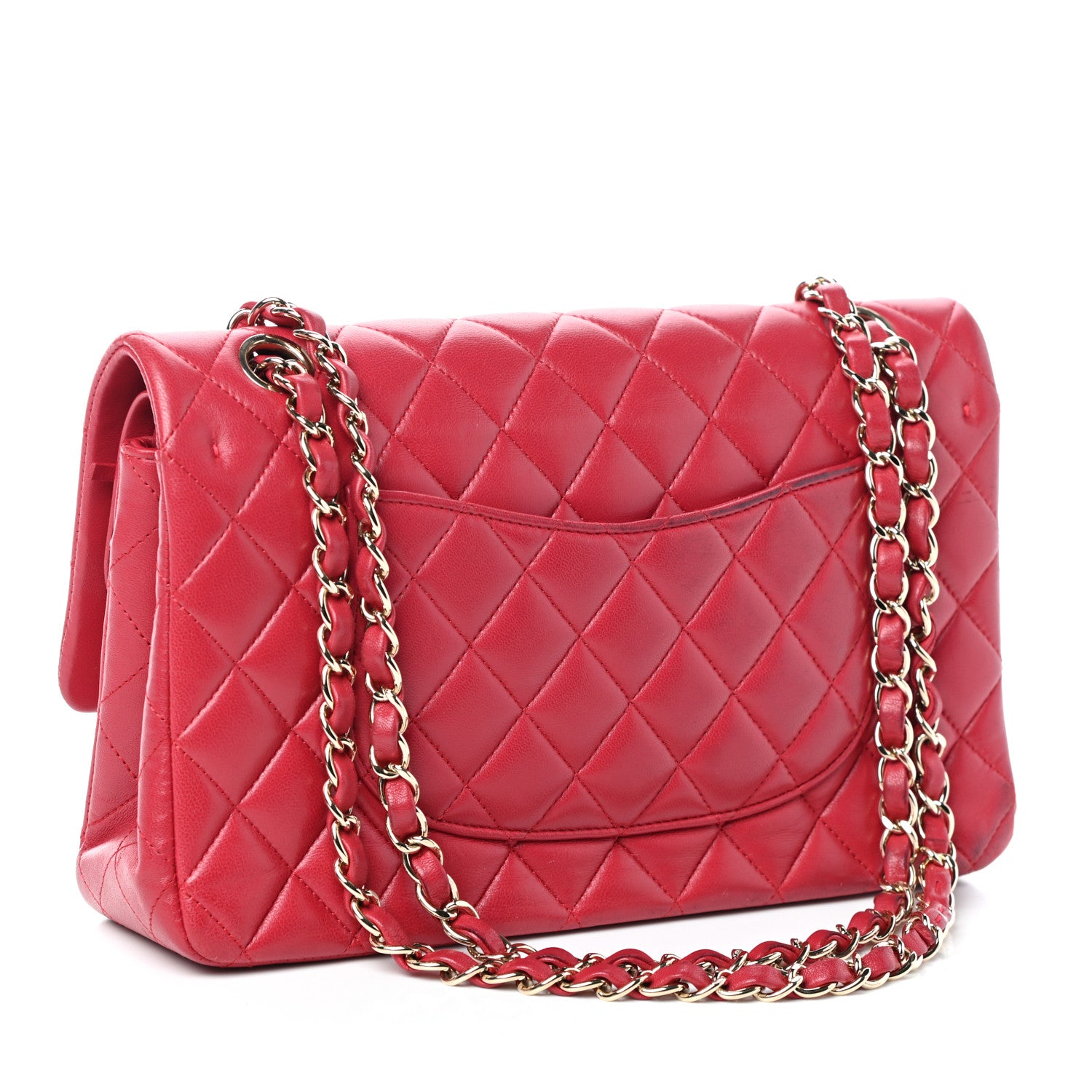 Chanel Lambskin Quilted Medium Double Flap Dark Pink 3 of 10