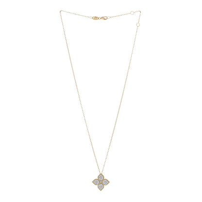 Roberto Coin 18K Yellow White Gold Diamond Large Princess Flower Pendant Necklace 3 of 4