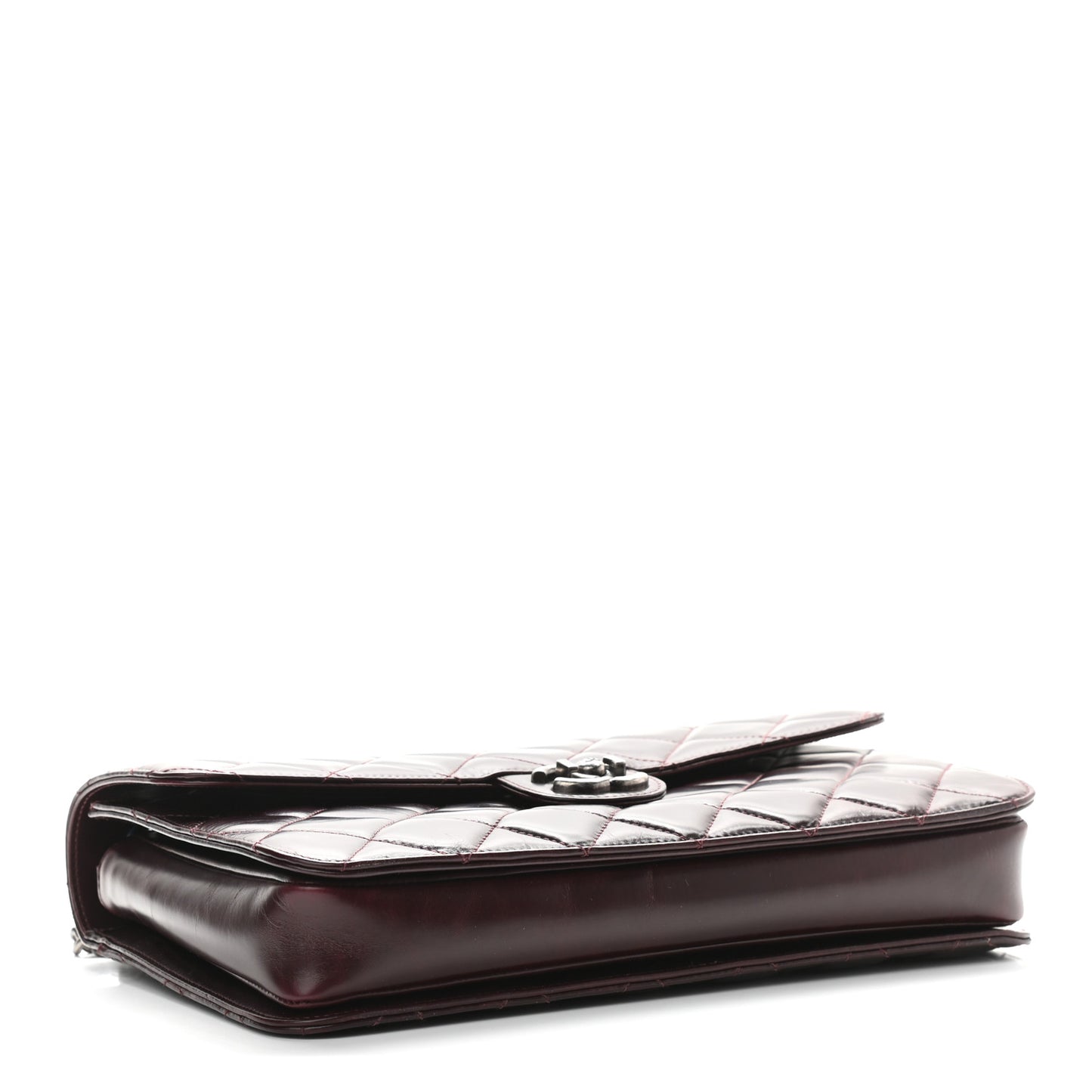 Calfskin Quilted Large Perfect Edge Flap Burgundy