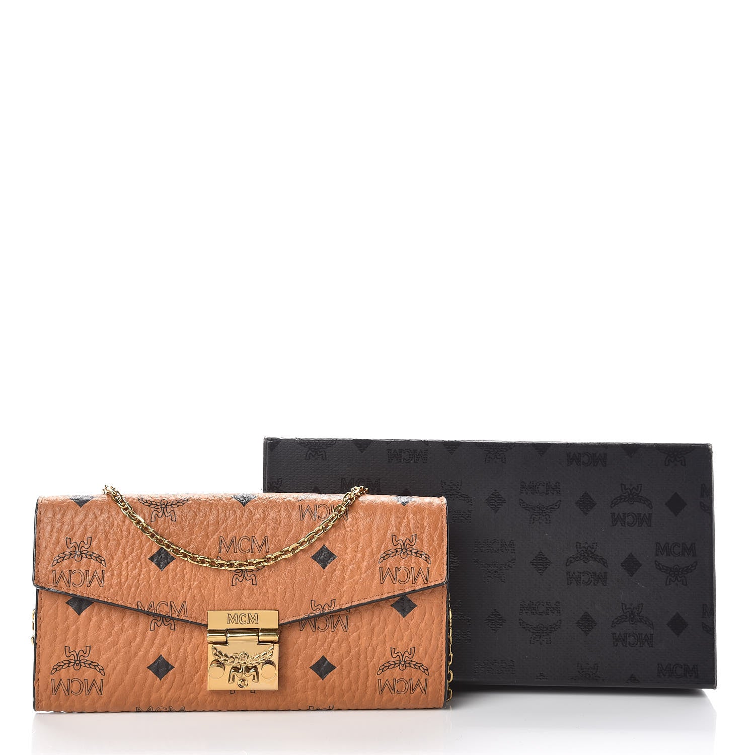 MCM Visetos Large Patricia Wallet On Chain Cognac 10 of 10