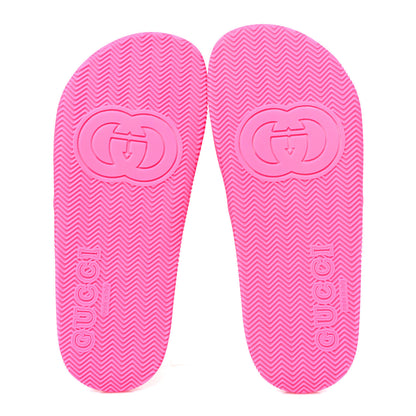 Gucci Rubber Web Womens Criss Cross Slide Sandals 40 Coral New Shamarock 5 of 8