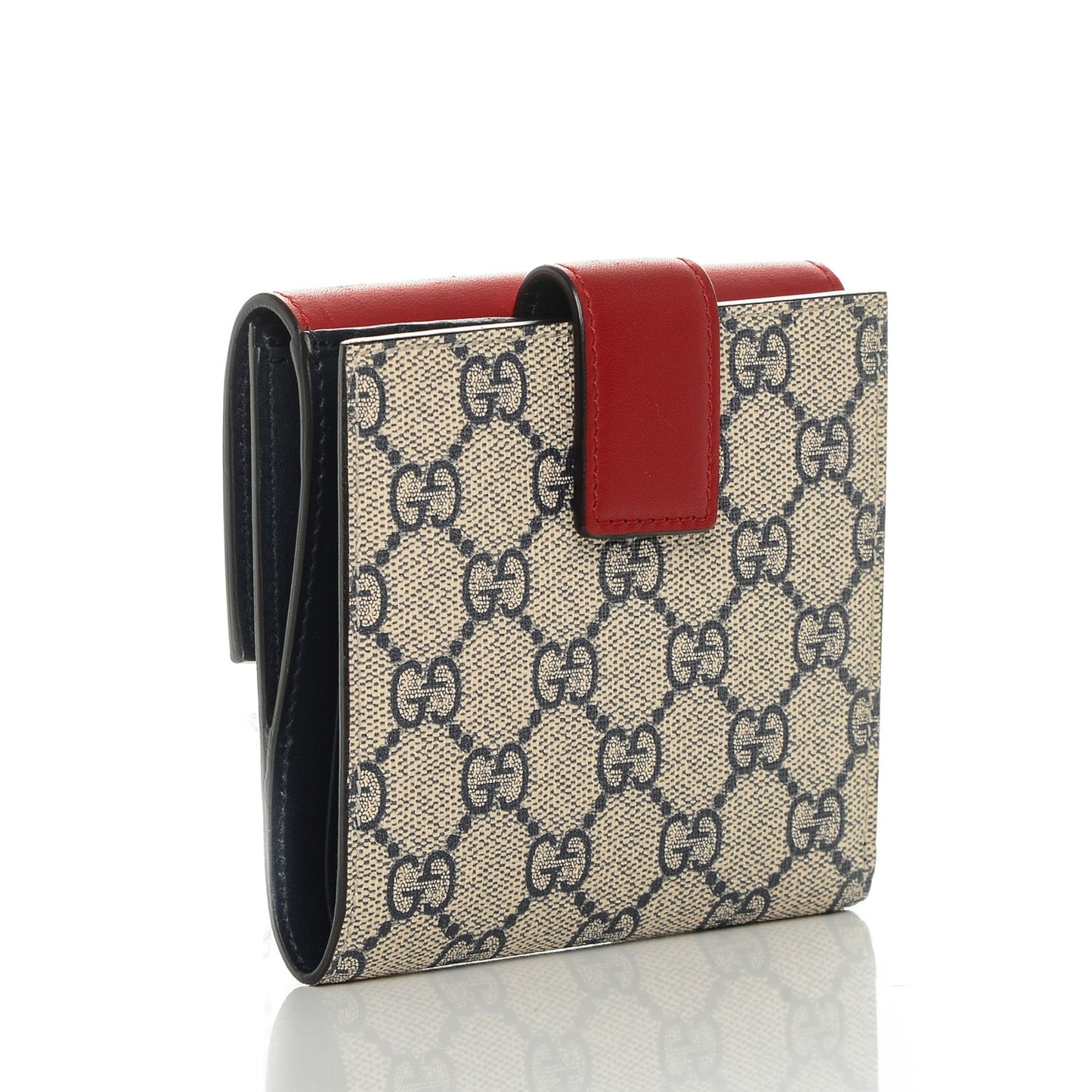 GG Supreme Monogram Grosgrain French Flap Wallet Red Blue