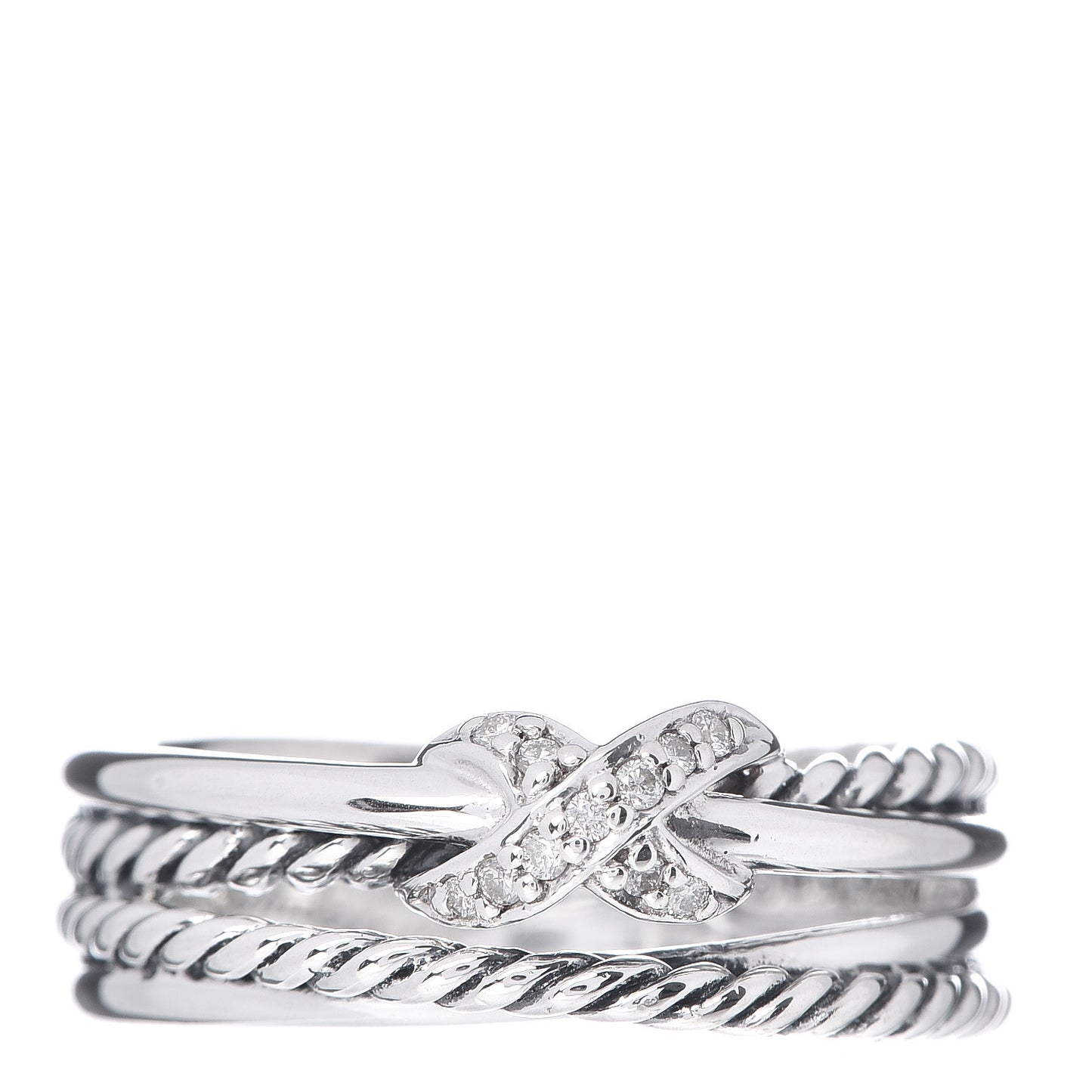 Sterling Silver Diamond X Crossover Ring 51 5.75