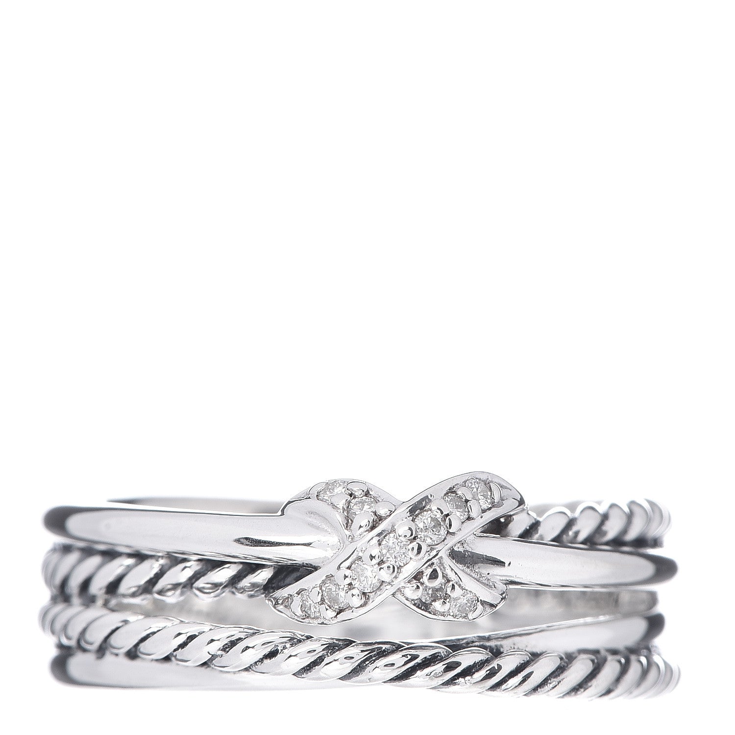 David Yurman Sterling Silver Diamond X Crossover Ring 51 5.75 1 of 5