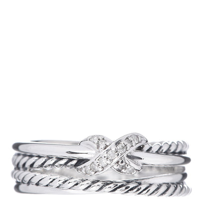 David Yurman Sterling Silver Diamond X Crossover Ring 51 5.75 1 of 5