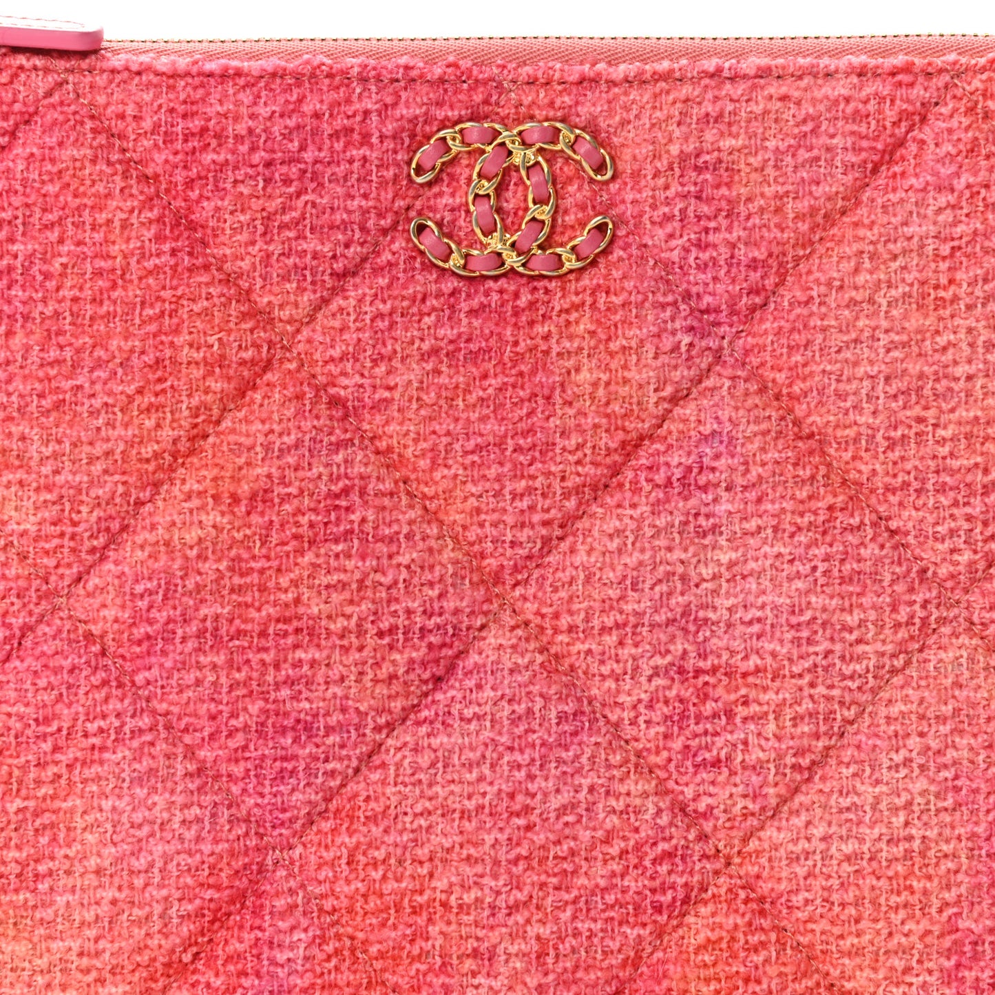 Tweed Large Chanel 19 Cosmetic Case Coral Pink