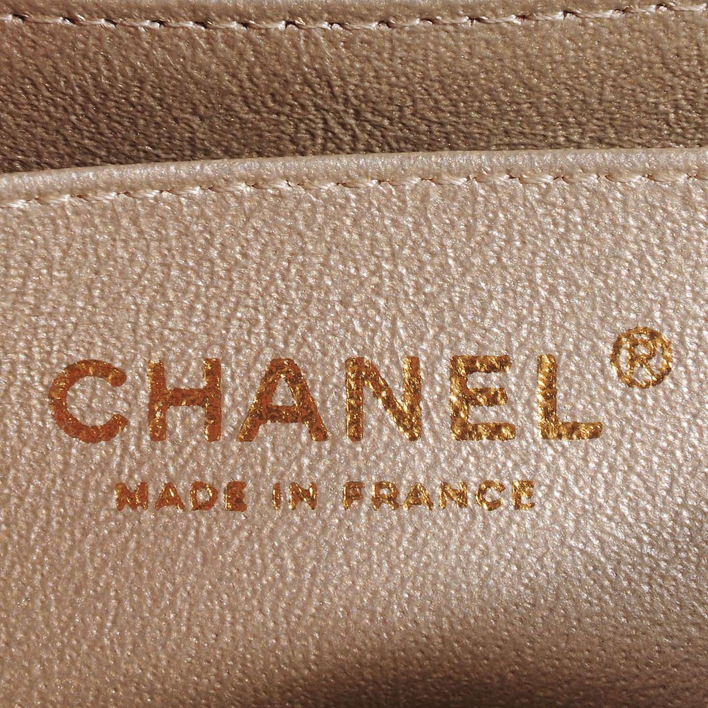Metallic Lambskin Perforated Mini Rectangular Flap Light Gold