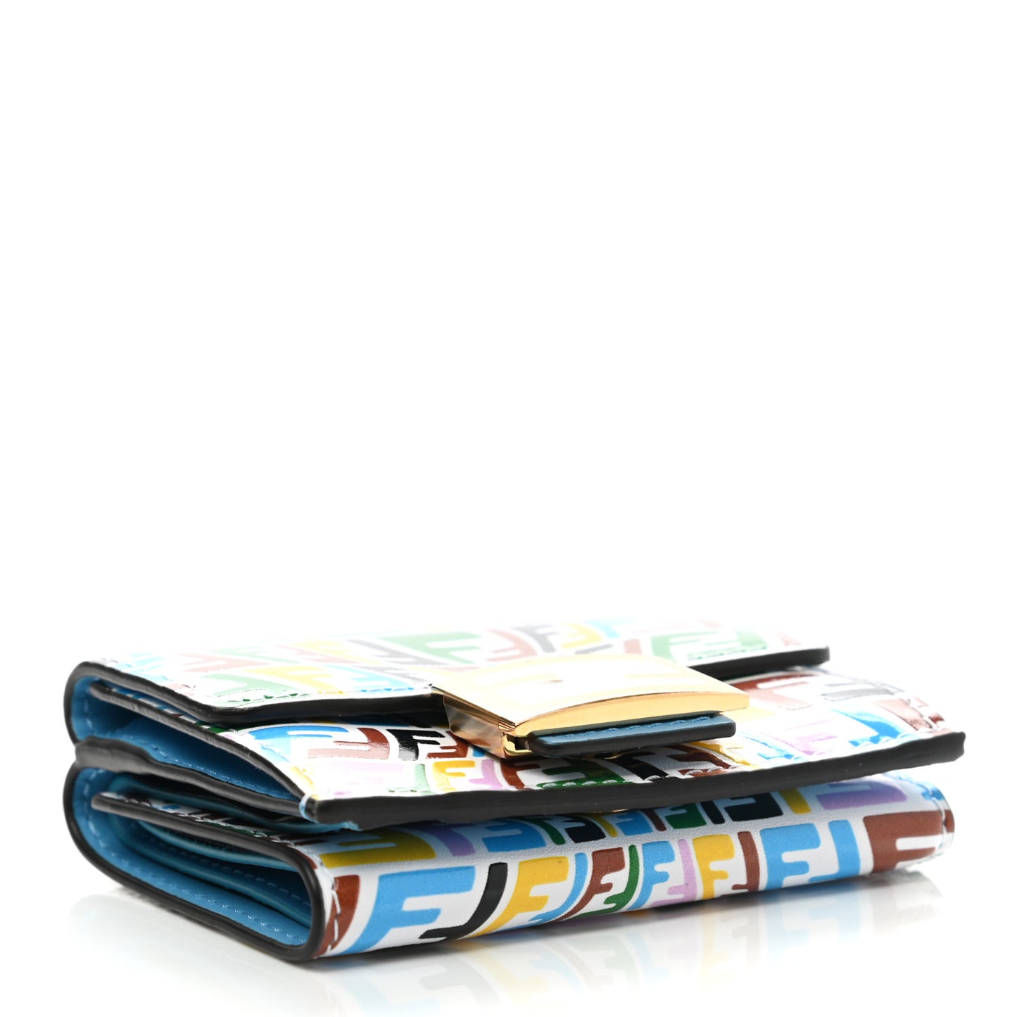 X SARAH COLEMAN Vitello Liberty Ceylon Micro FF Fish Eye Embossed Tri-Fold Wallet Multicolor Cyber Blue