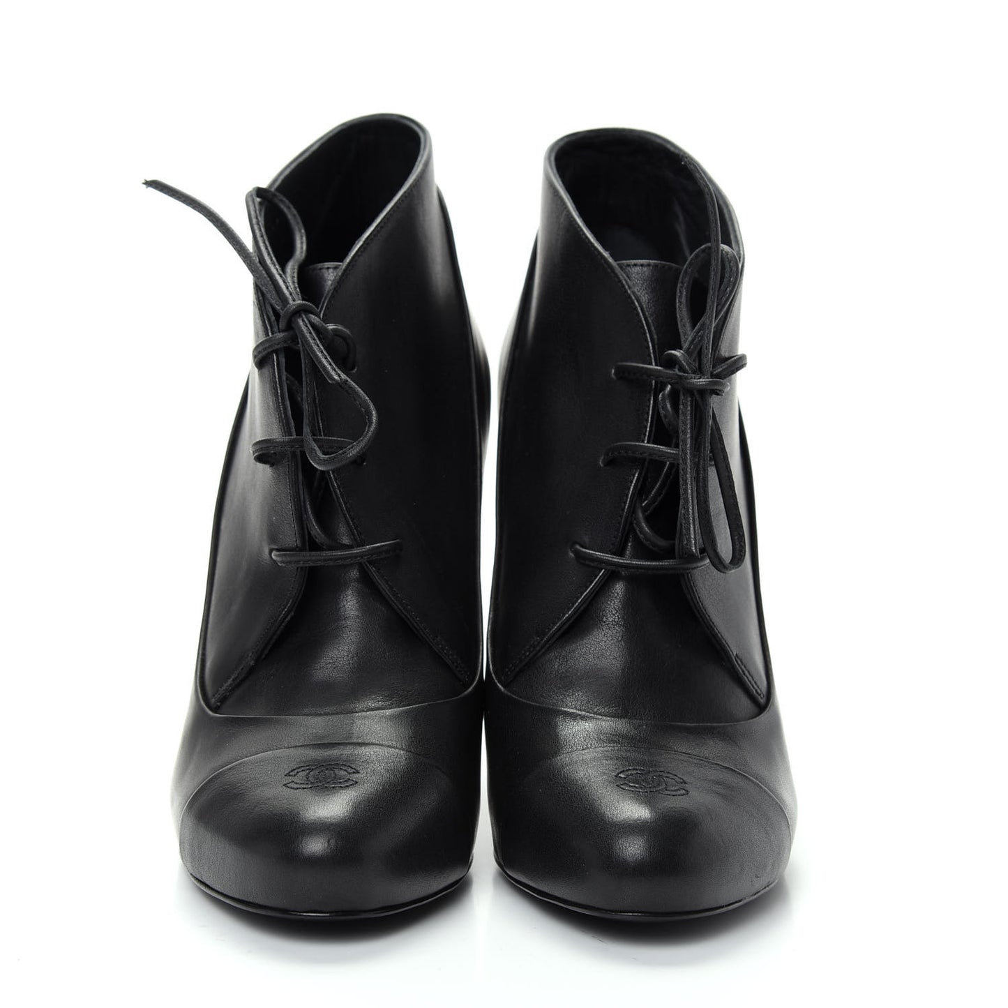 Calfskin Oxford Lace Up Ankle Booties 38 Black