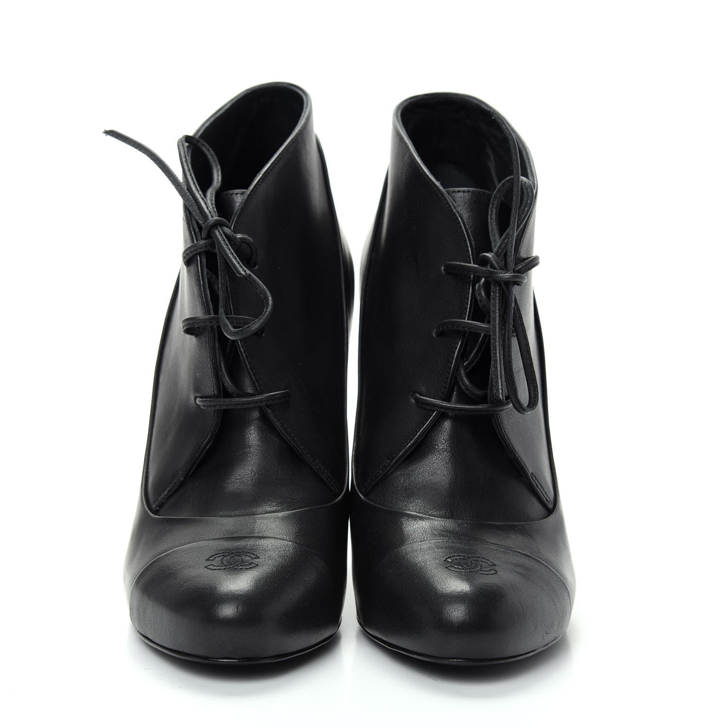 Chanel Calfskin Oxford Lace Up Ankle Booties 38 Black 2 of 11