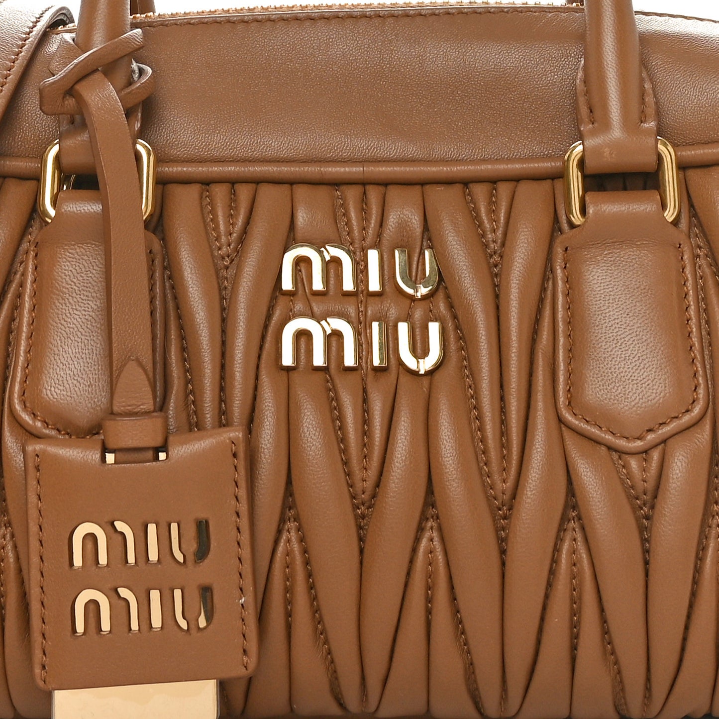Nappa Matelasse Large Arcadie Top Handle Bag Caramel