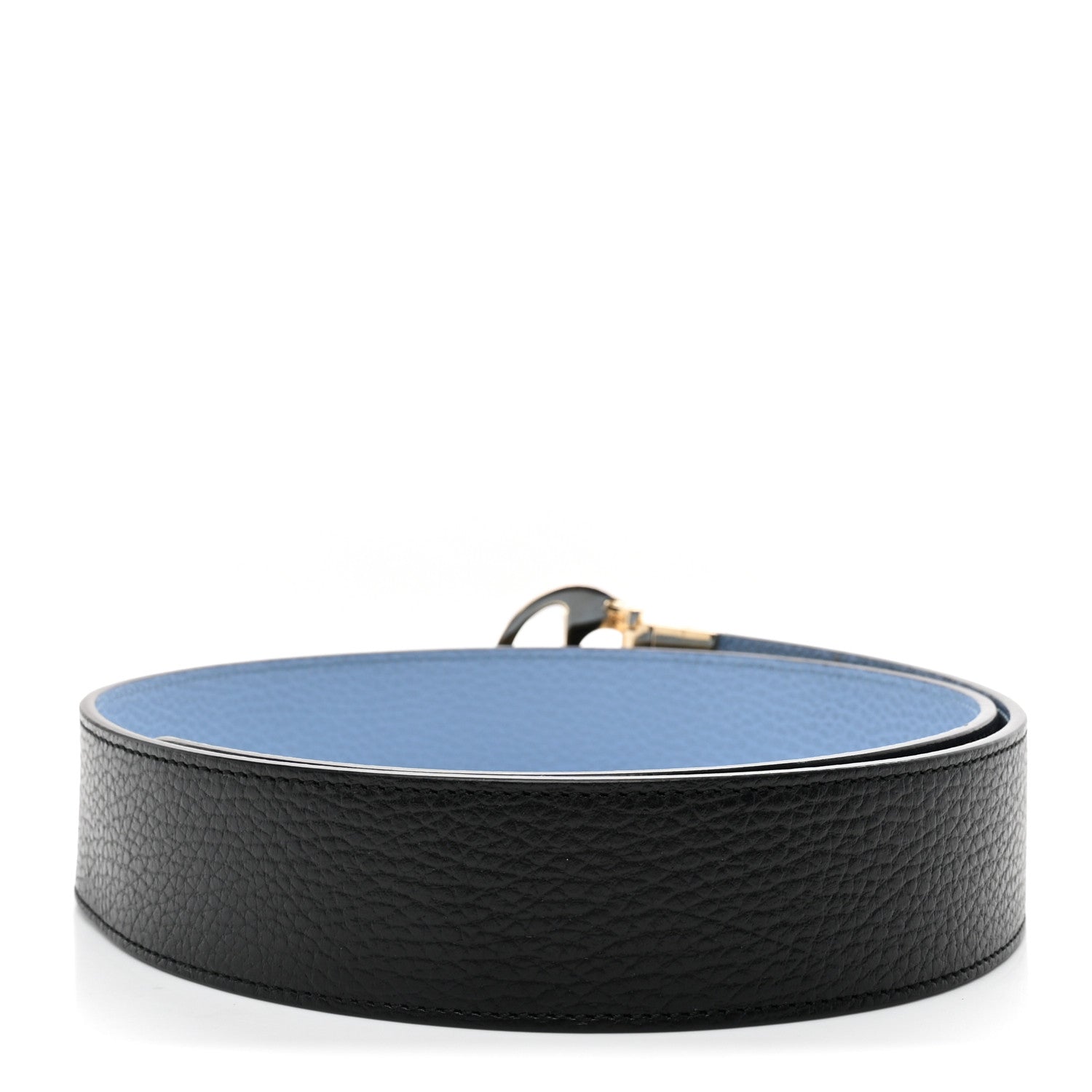 Gucci Dollar Calfskin 1973 Reversible Belt 85 34 Black Mineral Blue 2 of 5