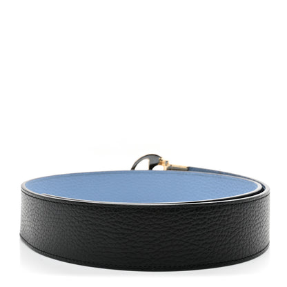 Gucci Dollar Calfskin 1973 Reversible Belt 85 34 Black Mineral Blue 2 of 5