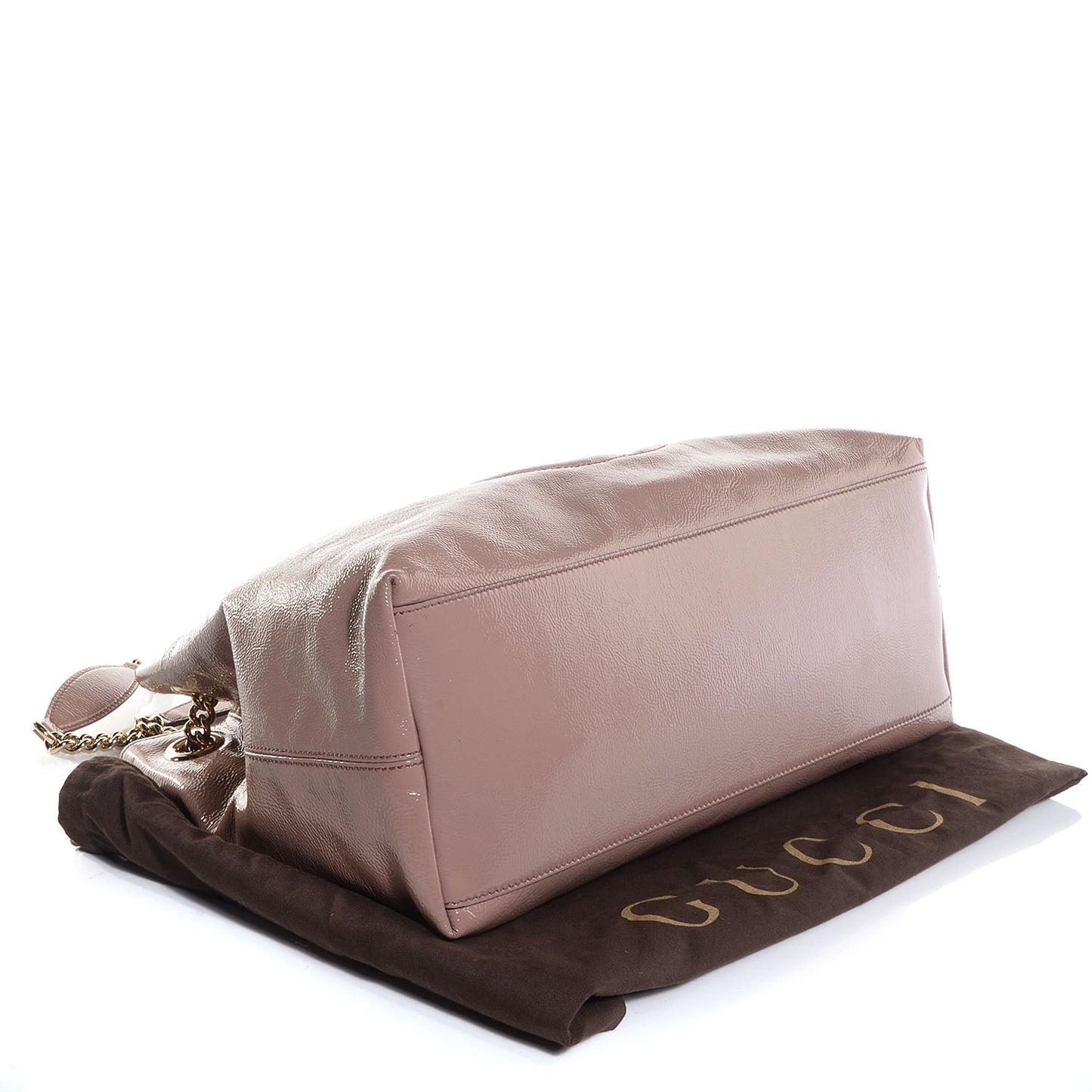 Patent Medium Soho Chain Shoulder Bag Dark Cipria