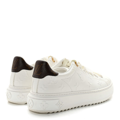 Louis Vuitton Lambskin Embossed Monogram Time Out Sneakers 36 White 4 of 11