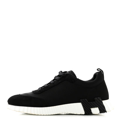 Hermes Air Mesh Suede Goatskin Mens Bouncing Sneakers 44 Black 1 of 8