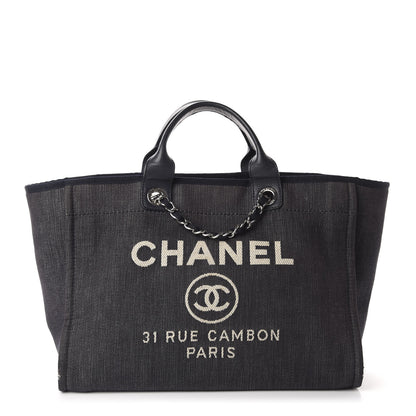 Chanel Denim Medium Deauville Tote Dark Blue 1 of 17