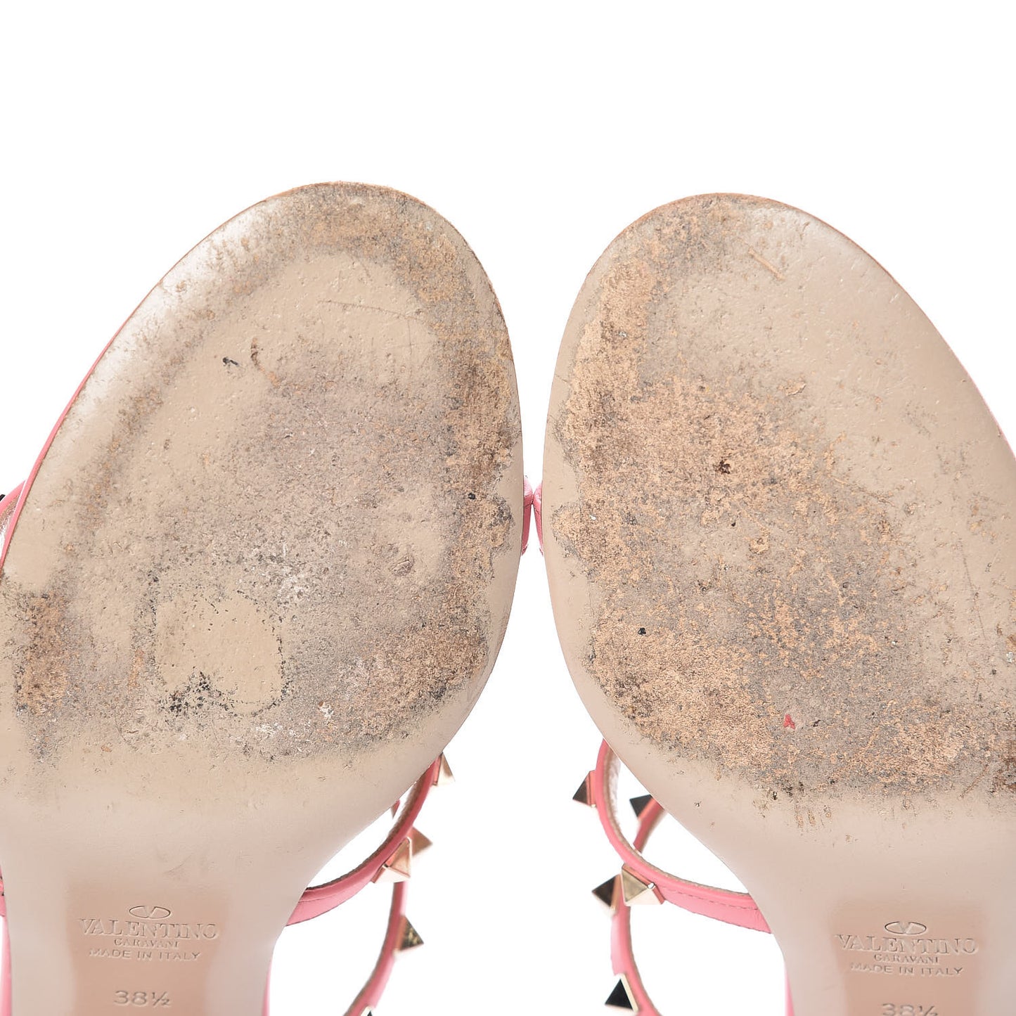 Calfskin Rockstud 60mm Caged Slide Sandals 38.5 Paradise Rose