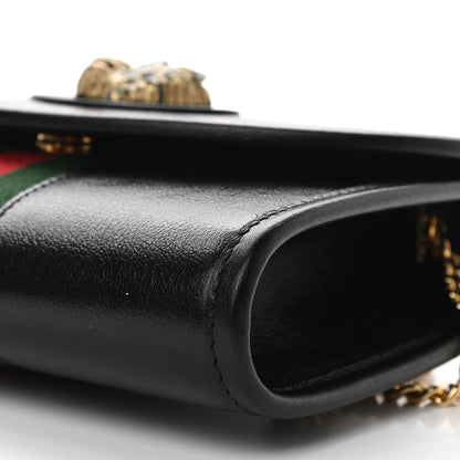 Gucci Textured Calfskin Web Mini Rajah Slim Flap Shoulder Bag Black 9 of 10