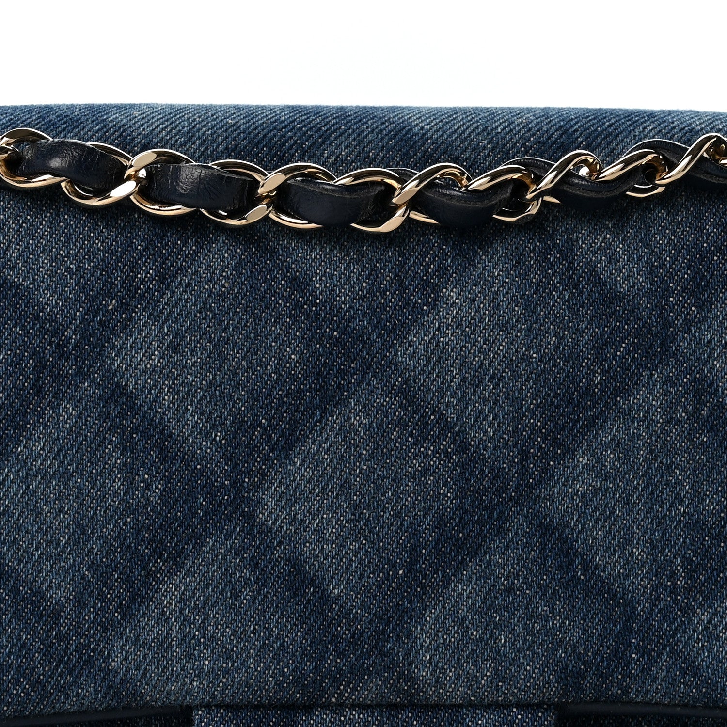 Chanel Printed Denim Quilted Medium Double Flap Light Blue 8 of 11