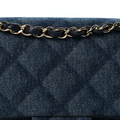 Chanel Printed Denim Quilted Medium Double Flap Light Blue 8 of 11