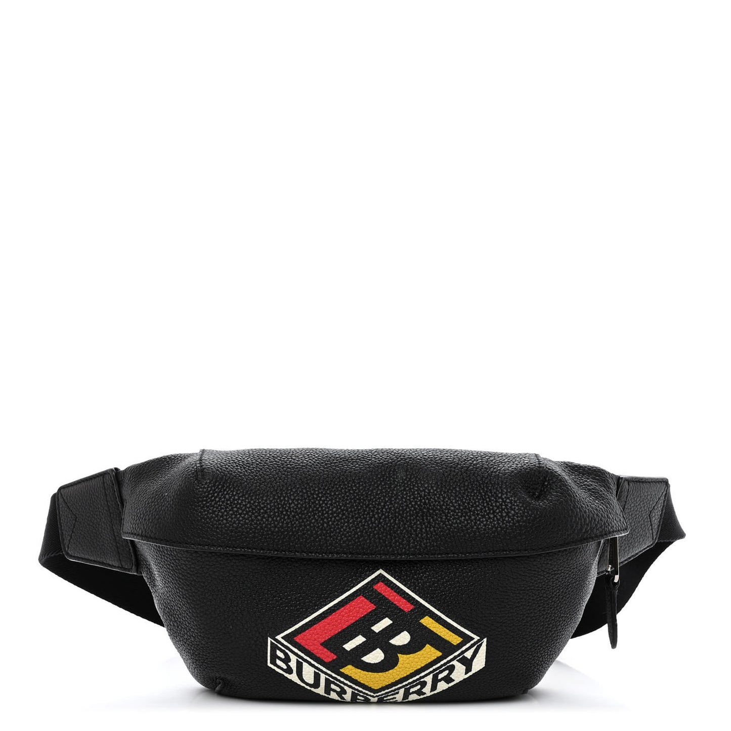 Grainy Calfskin Logo Graphic Sonny Bum Bag Black