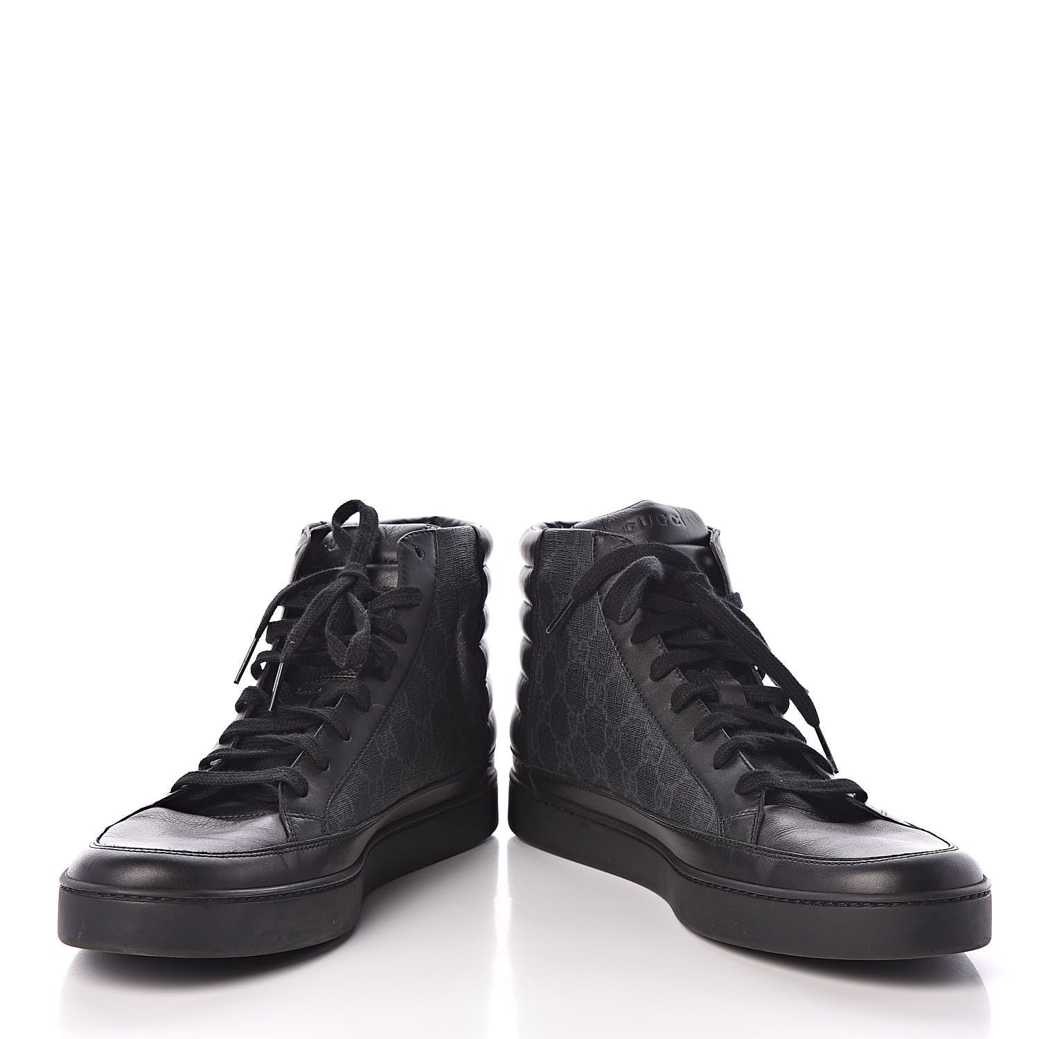 Gucci GG Supreme Monogram Mens Common High Top Sneakers 11 Black 5 of 9