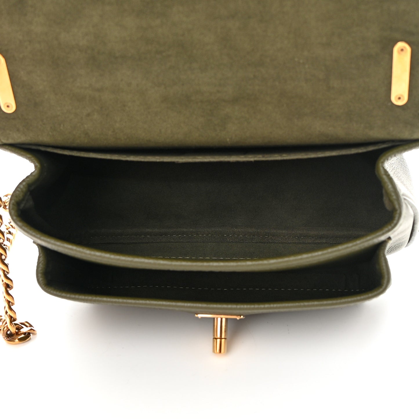Grained Calfskin Lockme Chain Bag PM Kaki