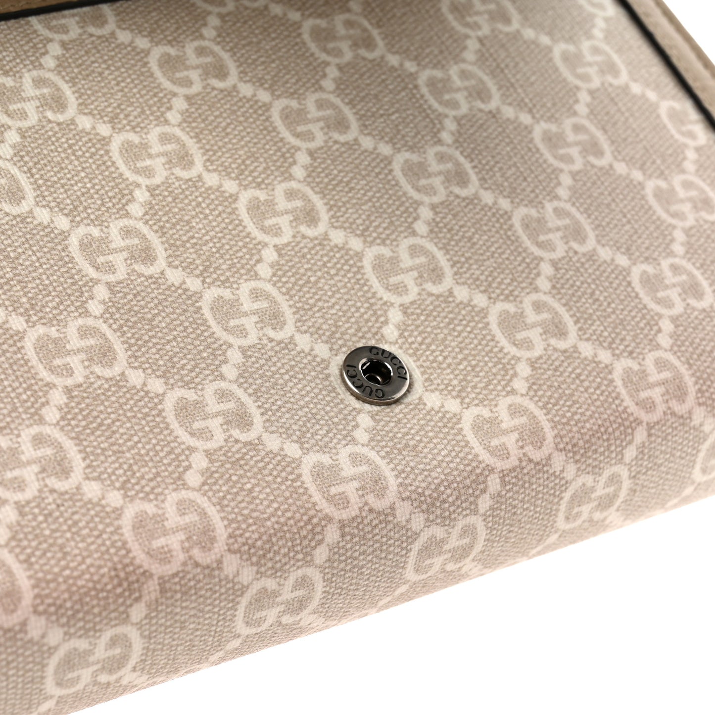 GG Supreme Monogram Textured Dollar Calfskin Mini Dionysus Chain Wallet Beige Mystic White Oatmeal